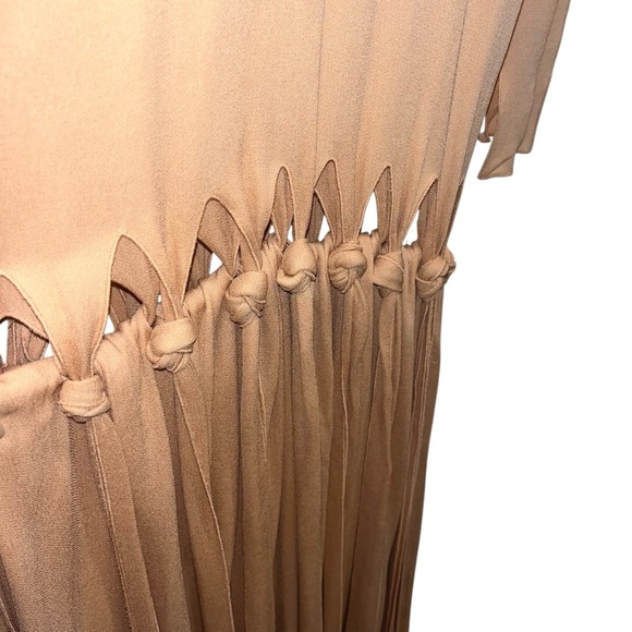 CHLOE Fringe Maxi Dress Beige Tan Knit Sleeveless Boho Resort FR 38 US 6 NWT NEW - Picture 9 of 14